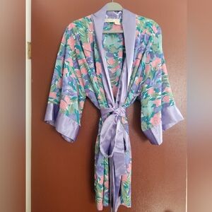 Vintage Victoria's Secret Floral Robe - Purple and Pink - One Size Fits All